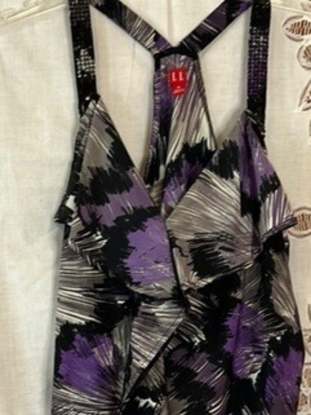 Elle Sequin Purple Black Racerback Tank Size XL